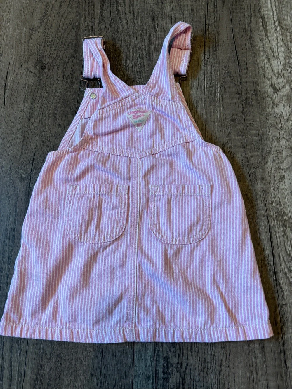 Vintage Y2K 2010s Oshkosh B’Gosh Butterfly Jumper Dress Vestbak Pinstripe Pink